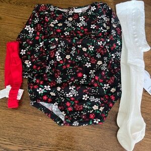 Carter's Black and Red Floral Kids Matching Set 18 months NWT